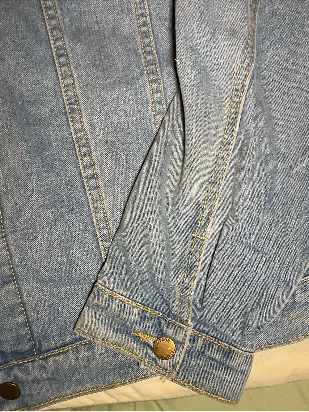 Light Blue Denim Jacket with Detachable Gray Hood - Picture 3 of 9